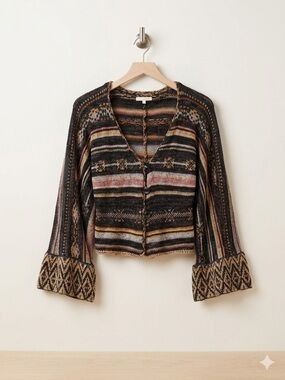 Free People - Striped Knit Cardigan.